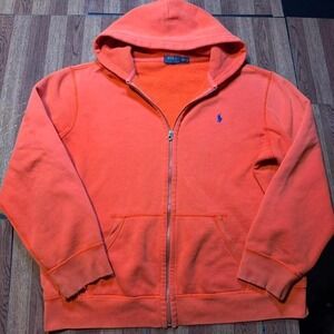 Polo Ralph Lauren Orange Vintage Pony Zip Hoodie Fits XL